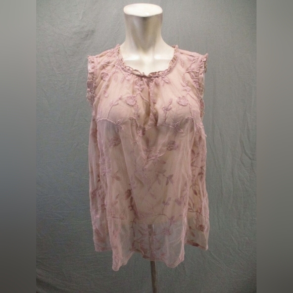 Torrid Floral Blush Pink Lace Sleeveless Blouse Top Office Business Casual Size - Picture 4 of 12
